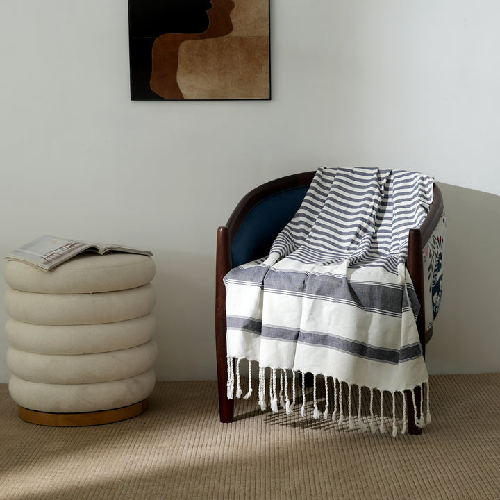 Handloom Linen Multi Color Throw Blanket | Textured & Cozy