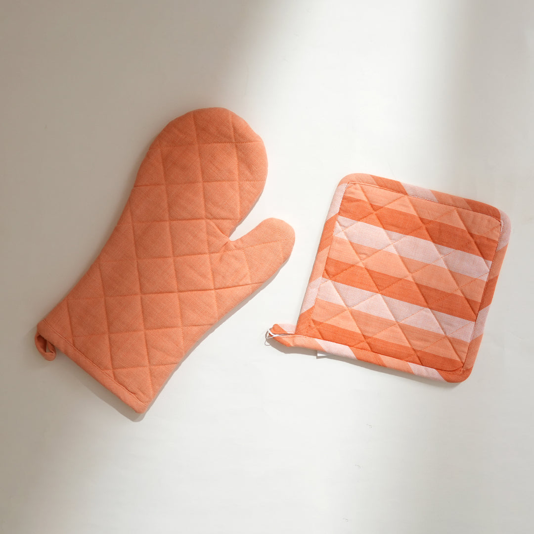Handloom Cotton Pot Holder | Check Pattern, 8"x8"