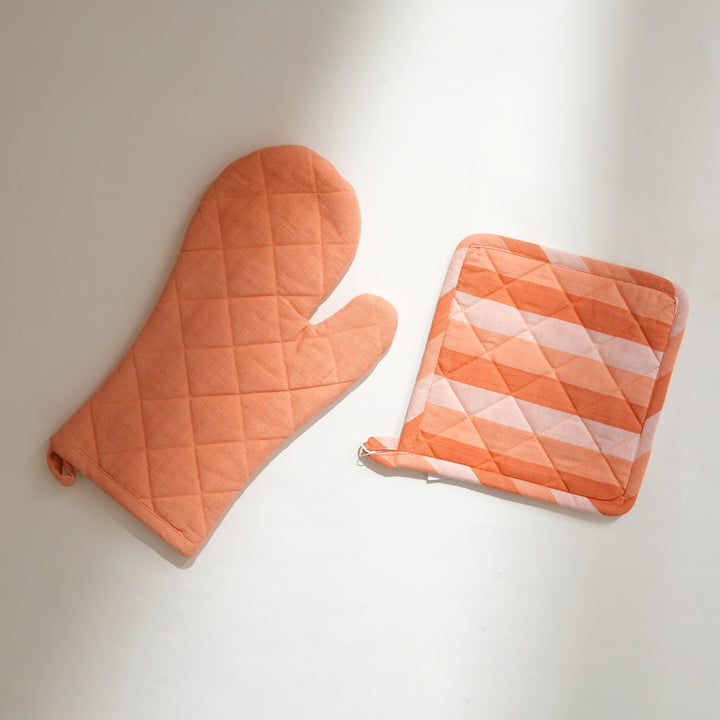 Handloom Cotton Pot Holder | Check Pattern, 8"x8"