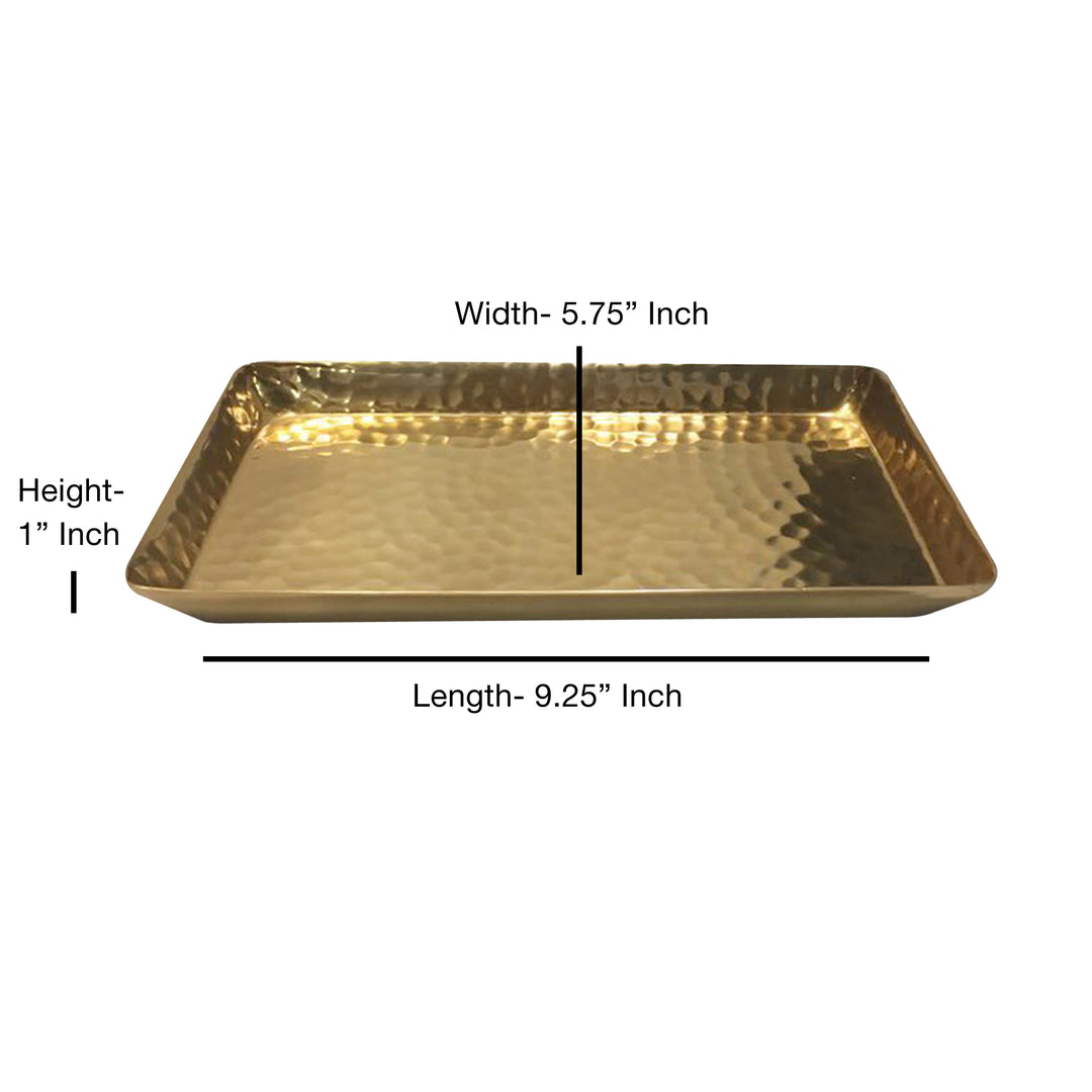 Vanity Tray | Hammered Rectangular Vanity Tray With Padded Bottom | Rose Gold