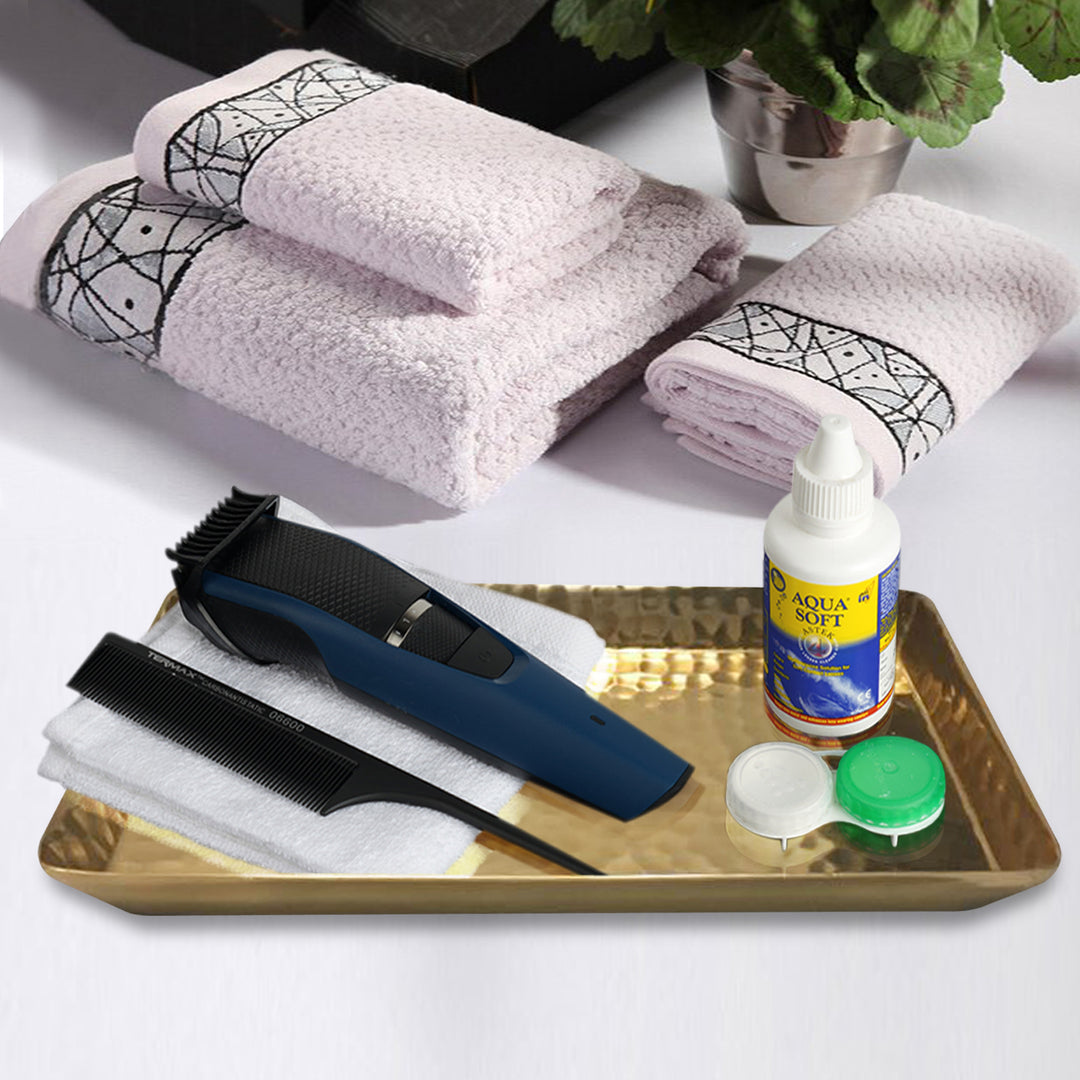 Vanity Tray | Hammered Rectangular Vanity Tray With Padded Bottom | Rose Gold