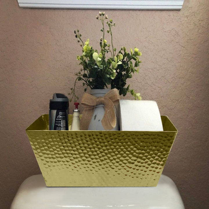 Hammered Metal Vanity Toilet Tank Tray | Shiny