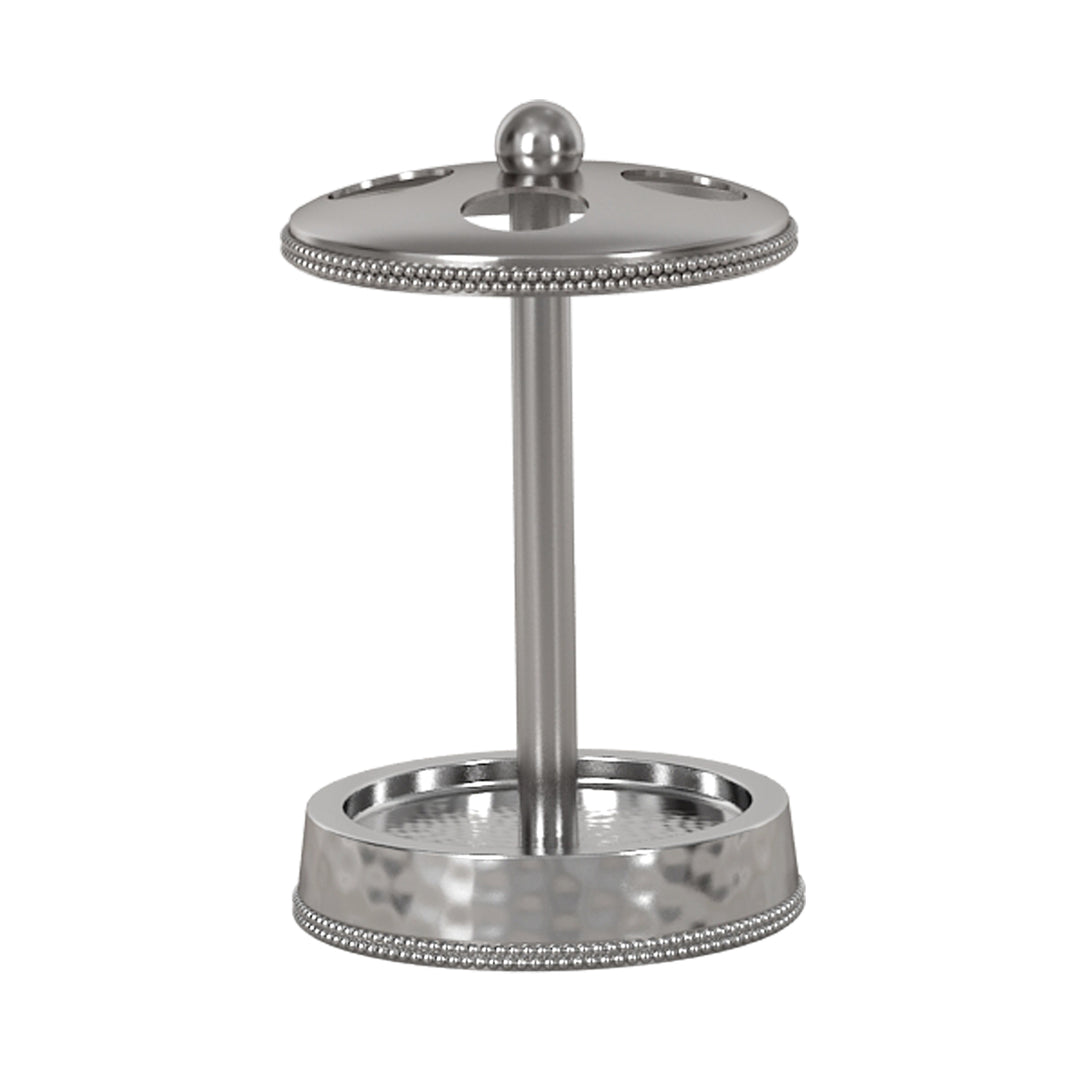 Metal Toothbrush Holder | Compact Multi-Slot Holder for Toothbrushes,Razors & Makeup Accessories | Hammered/Shiny
