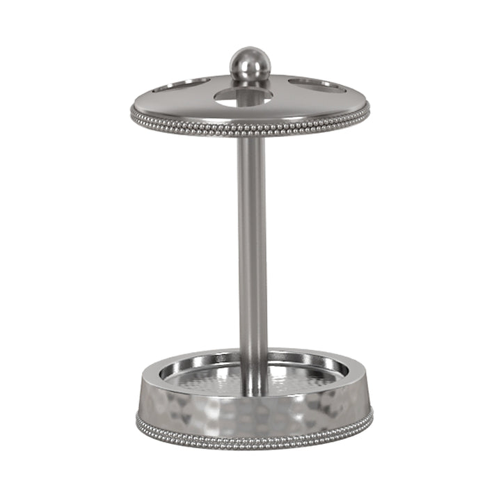 Metal Toothbrush Holder | Compact Multi-Slot Holder for Toothbrushes,Razors & Makeup Accessories | Hammered/Shiny