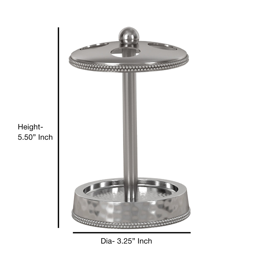 Metal Toothbrush Holder | Compact Multi-Slot Holder for Toothbrushes,Razors & Makeup Accessories | Hammered/Shiny