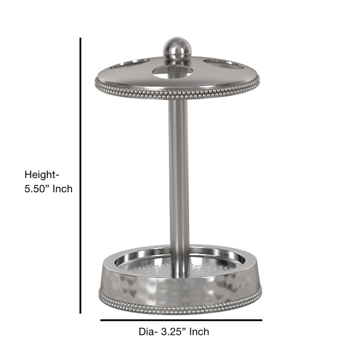 Metal Toothbrush Holder | Compact Multi-Slot Holder for Toothbrushes,Razors & Makeup Accessories | Hammered/Shiny