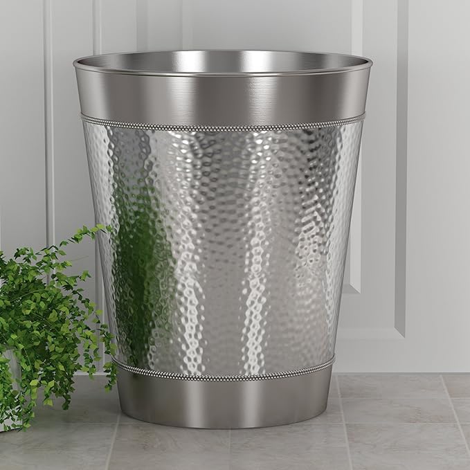 nu steel Metal Wastebasket, 7Qt, Shinny Silver Finish