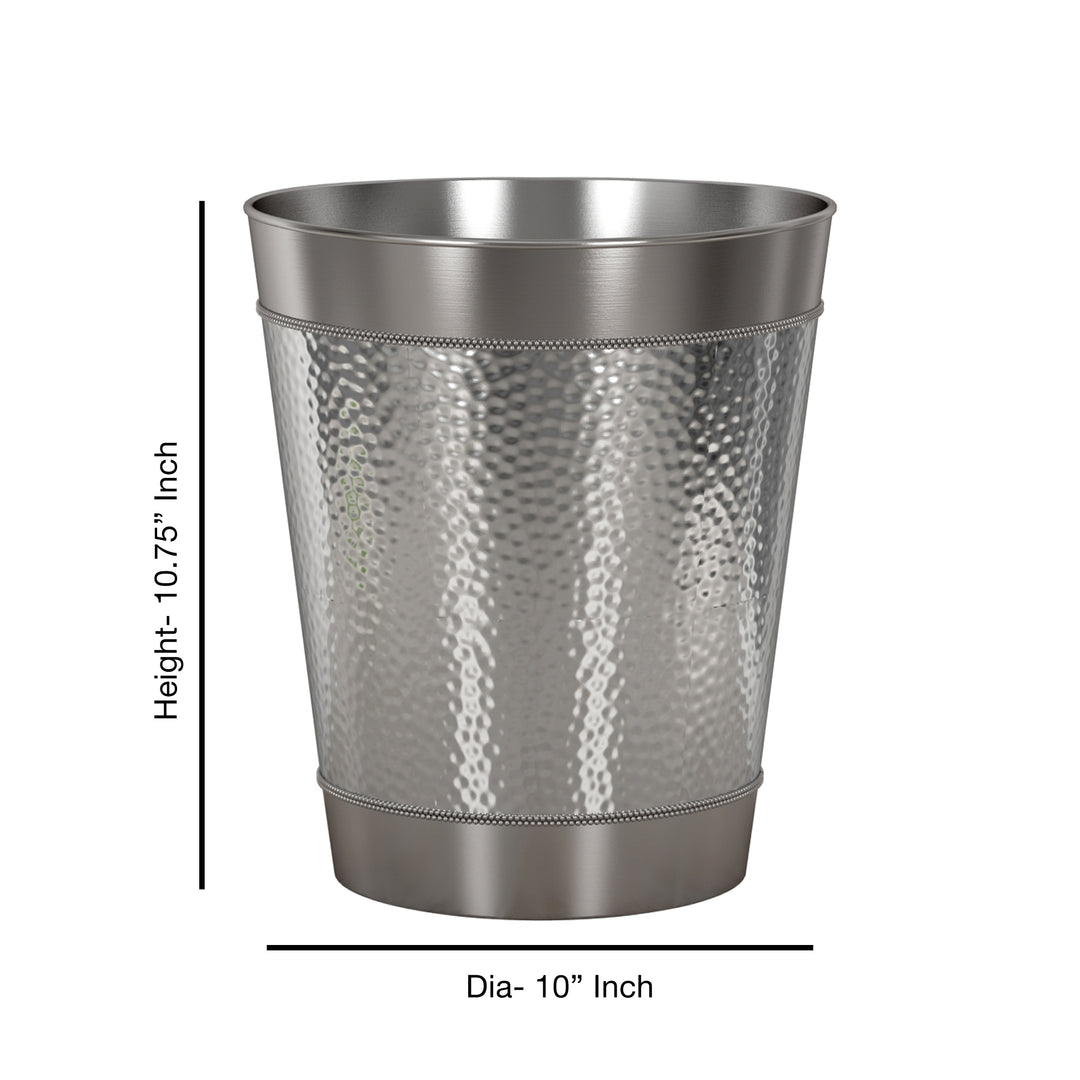 nu steel Metal Wastebasket, 7Qt, Shinny Silver Finish