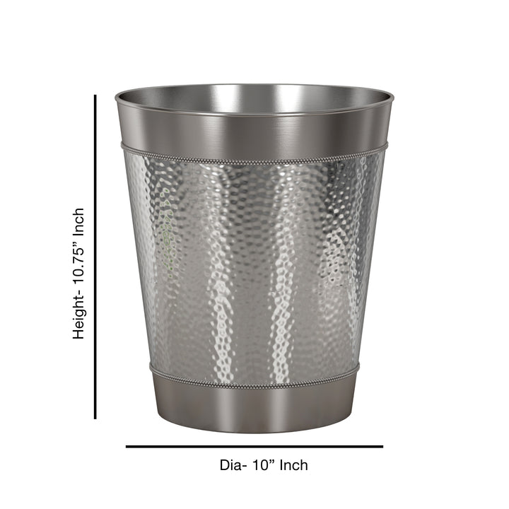 nu steel Metal Wastebasket, 7Qt, Shinny Silver Finish