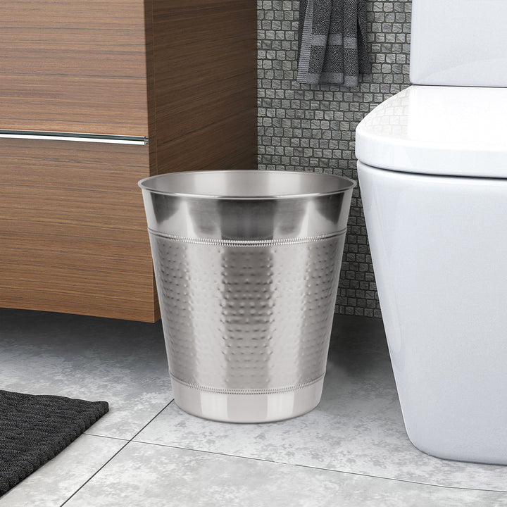nu steel Metal Wastebasket, 7Qt, Shinny Silver Finish