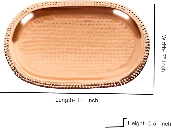 Decorative Tray | Metal Cosmetic Organizer, Hand Towel Storage Tray Dispenser, Bathroom Vanity countertop, Hammered Finish