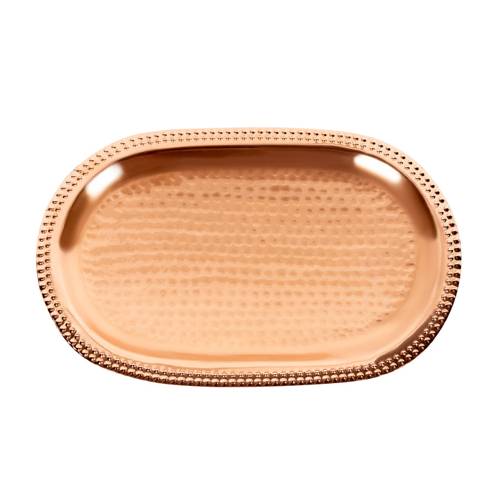 Decorative Tray | Metal Cosmetic Organizer, Hand Towel Storage Tray Dispenser, Bathroom Vanity countertop, Hammered Finish