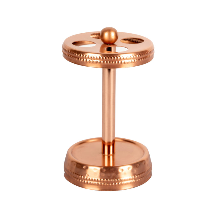 Metal Toothbrush Holder | Compact Multi-Slot Holder for Toothbrushes,Razors & Makeup Accessories | Hammered/Copper