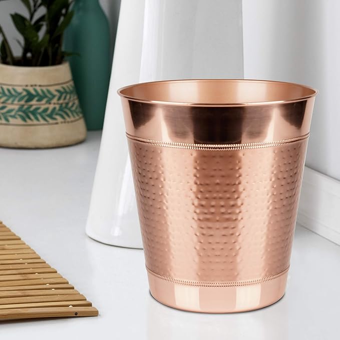 nu steel Metal Wastebasket, 7Qt, Copper Finish