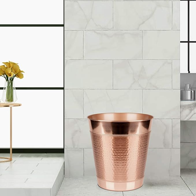 nu steel Metal Wastebasket, 7Qt, Copper Finish