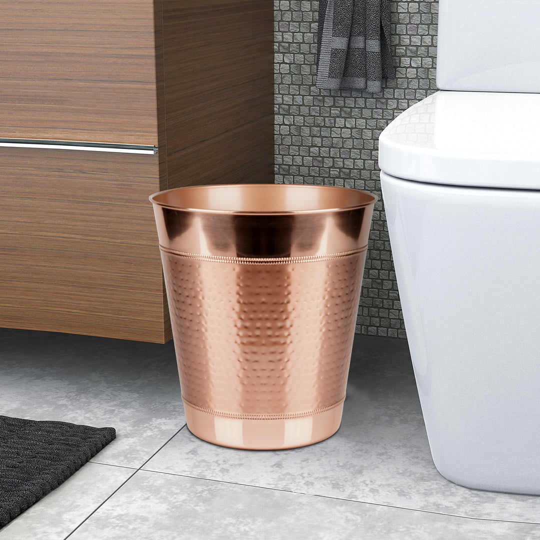 nu steel Metal Wastebasket, 7Qt, Copper Finish