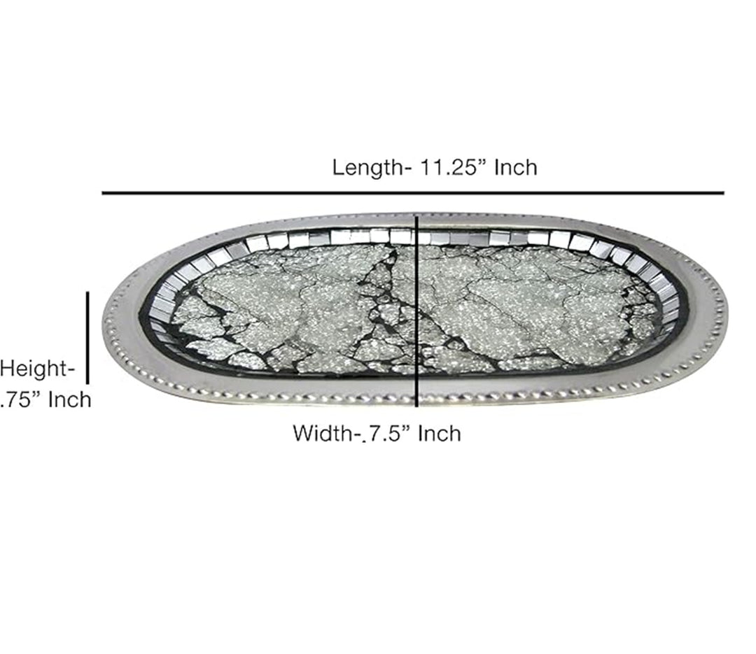 Amenity Tray | Metal Cosmetic Organizer | Hand Towel Storage Tray | Bathroom Vanity countertop | Aqua Mosaic Finish