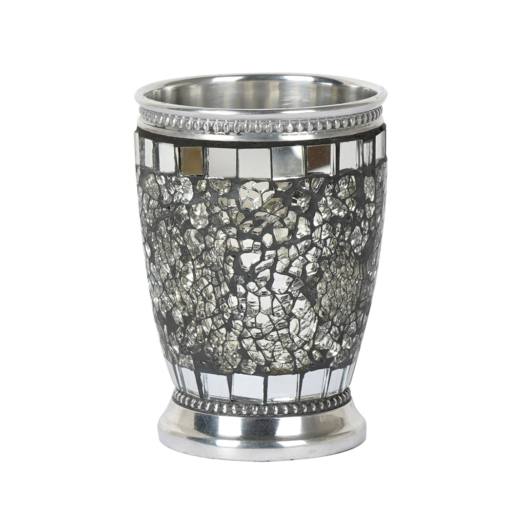 Bathroom Tumbler Cup | Decorative Rinse Cup,Drinking Glass,Toothbrush & Makeup Brush Holder for Vanity Countertops,Sink & Desk | Ice Mosaic