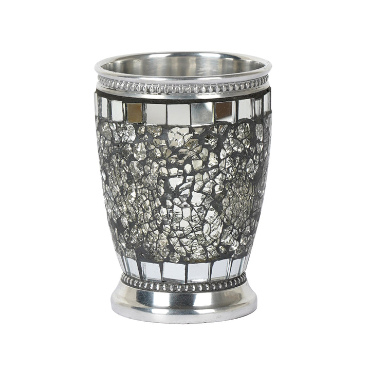 Bathroom Tumbler Cup | Decorative Rinse Cup,Drinking Glass,Toothbrush & Makeup Brush Holder for Vanity Countertops,Sink & Desk | Ice Mosaic