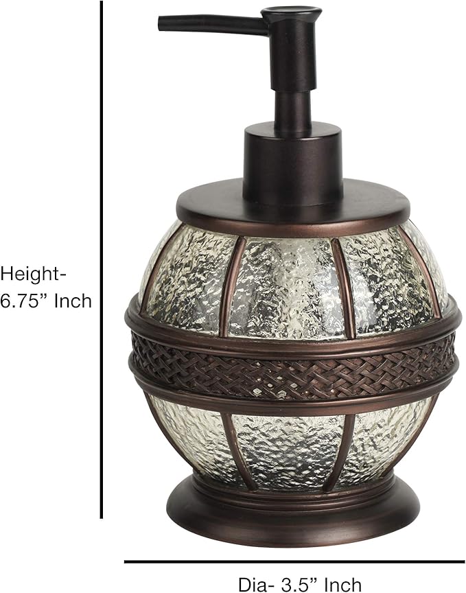 Resin Crackled Ice Bath Accessory Set Vanity Countertop, 8 pcs Luxury Ensemble-Cotton Swab, Dish, Toothbrush Holder, Tumbler, soap Pump, Wastebasket, Tissue Box, Tray, Oil Rubbed Bronze Finish