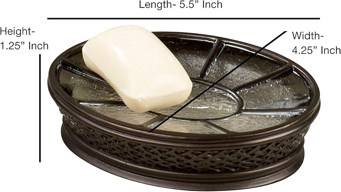 Resin Crackled Ice Bath Accessory Set Vanity Countertop, 8 pcs Luxury Ensemble-Cotton Swab, Dish, Toothbrush Holder, Tumbler, soap Pump, Wastebasket, Tissue Box, Tray, Oil Rubbed Bronze Finish