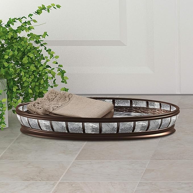 Resin Organizer Tray for Bathroom Vanity Countertops,Closets,Dressers | Oil Rubbed Bronze Finish