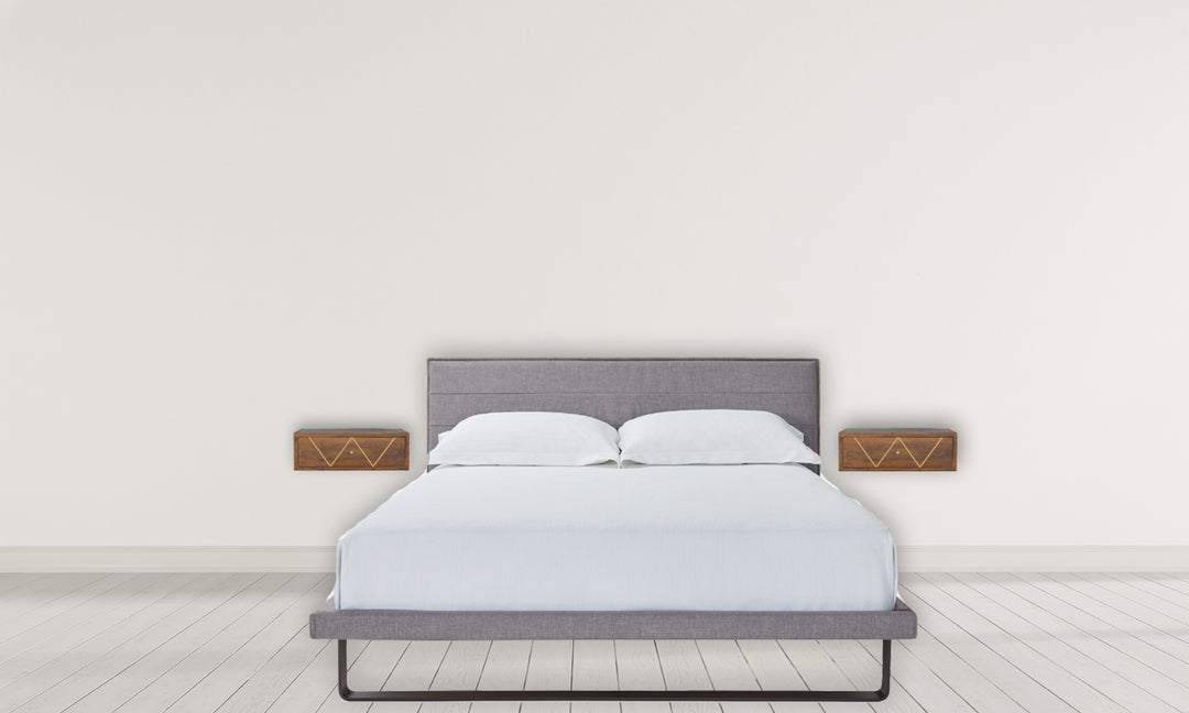 Solid Wood Floating Chestnut Brass Bedside