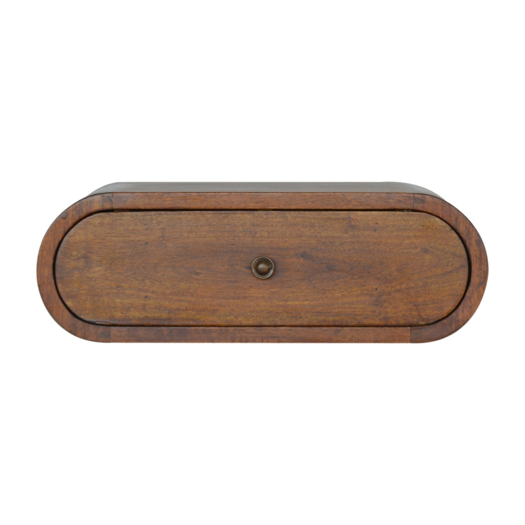 Wall-Mounted Round Chestnut Bedside, 1-Drawer, Light Brown