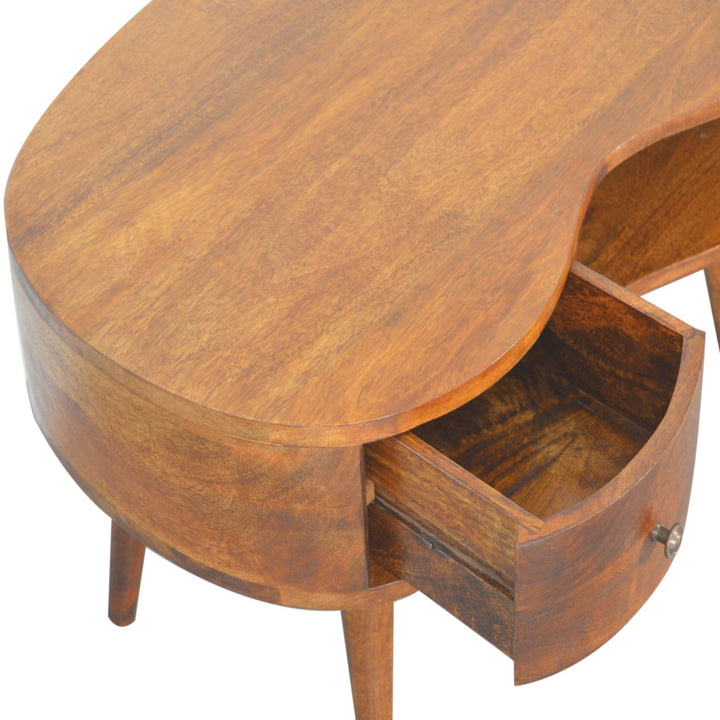 Chestnut Wave Coffee Table, Nordic Legs, 1-Drawer, 1 Open Storage