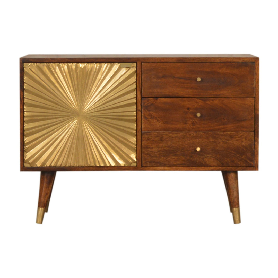 Solid Wood Manila Gold Sideboard, 3-Drawer