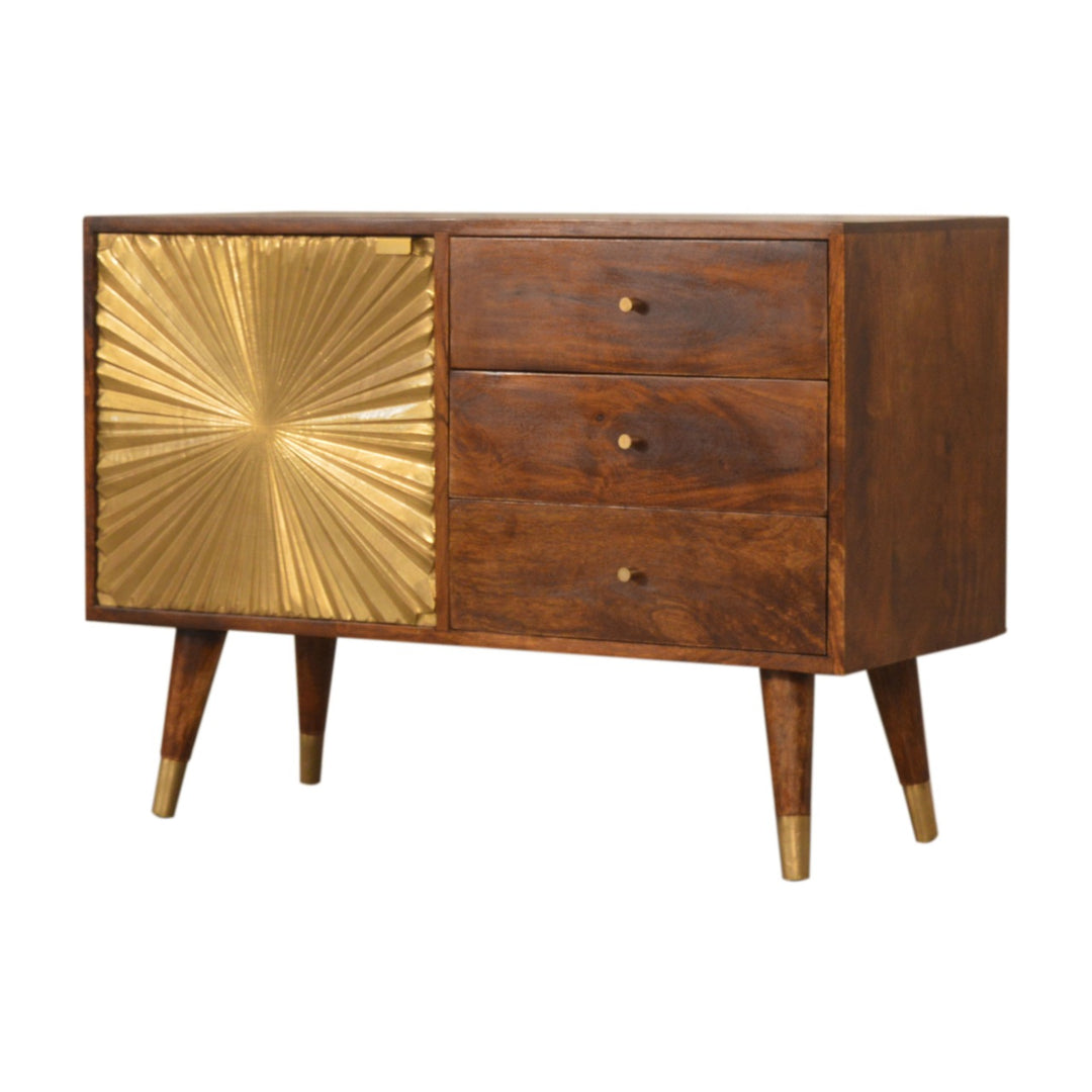 Solid Wood Manila Gold Sideboard, 3-Drawer