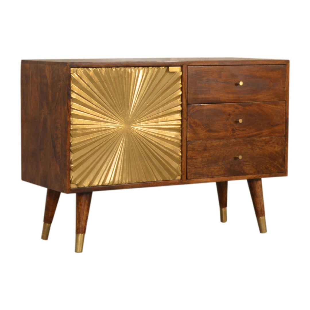 Solid Wood Manila Gold Sideboard, 3-Drawer
