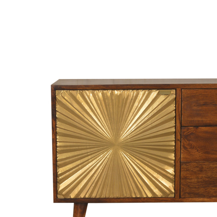Solid Wood Manila Gold Sideboard, 3-Drawer