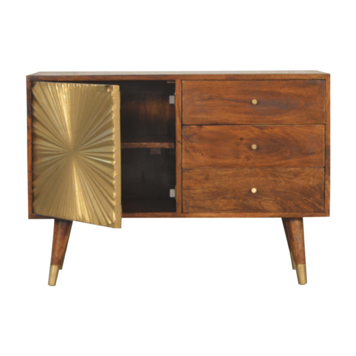 Solid Wood Manila Gold Sideboard, 3-Drawer