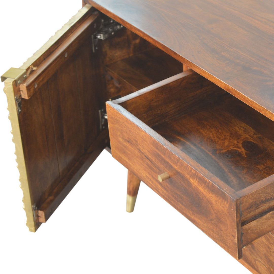 Solid Wood Manila Gold Sideboard, 3-Drawer