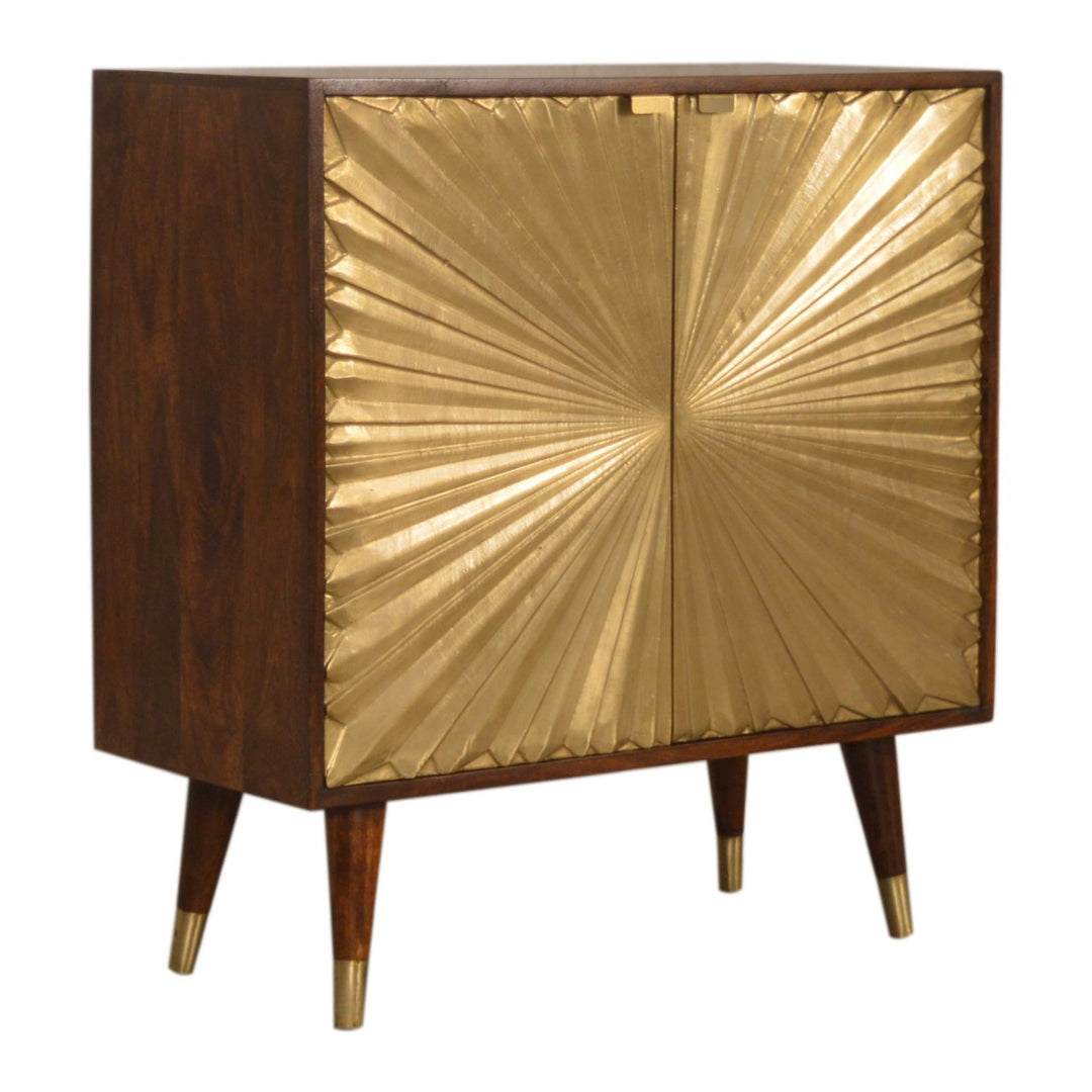 Solid Wood Manila Gold Cabinet, 2-Shelves, Brown