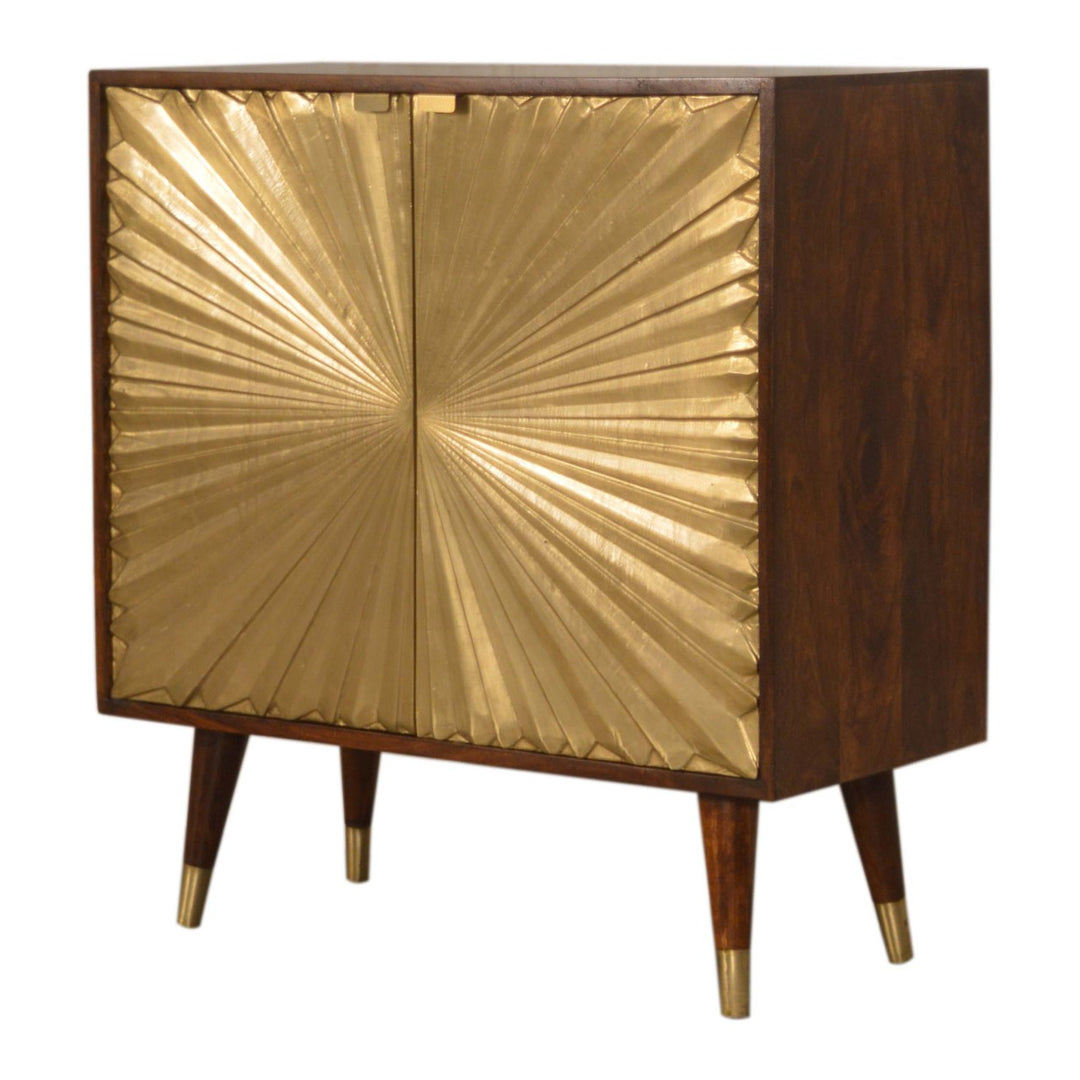 Solid Wood Manila Gold Cabinet, 2-Shelves, Brown