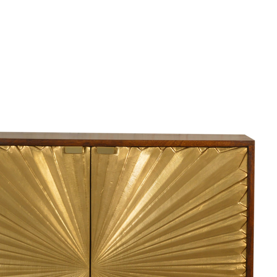 Solid Wood Manila Gold Cabinet, 2-Shelves, Brown