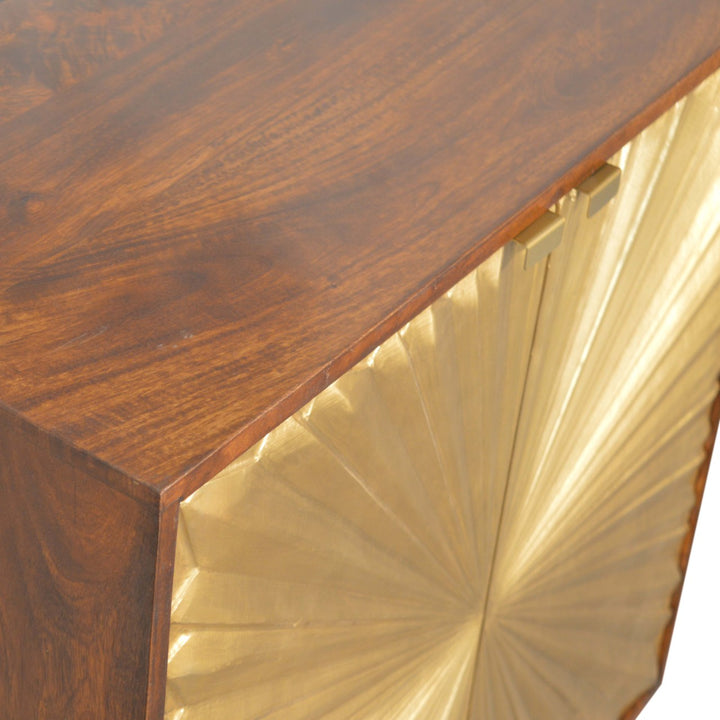 Solid Wood Manila Gold Cabinet, 2-Shelves, Brown
