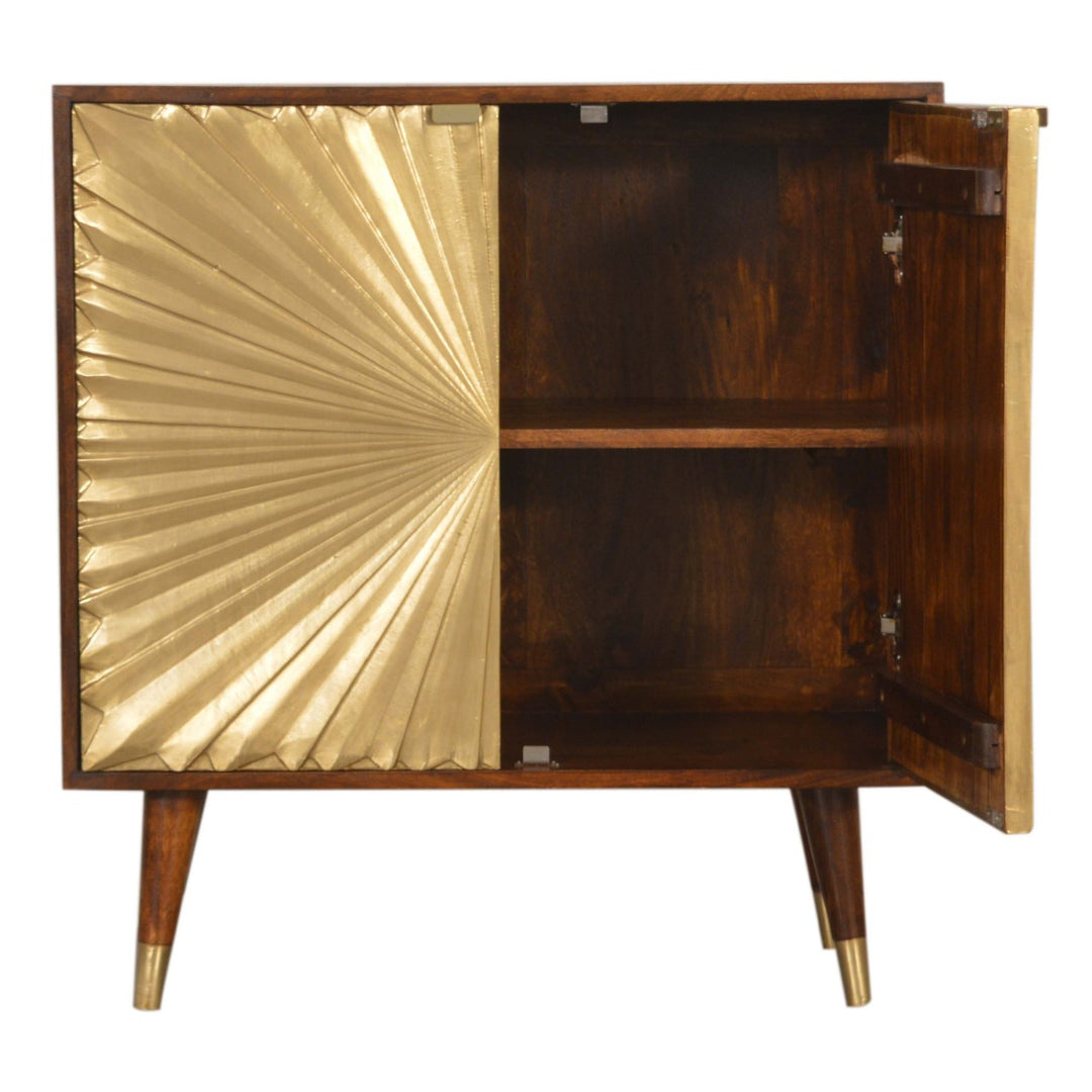 Solid Wood Manila Gold Cabinet, 2-Shelves, Brown