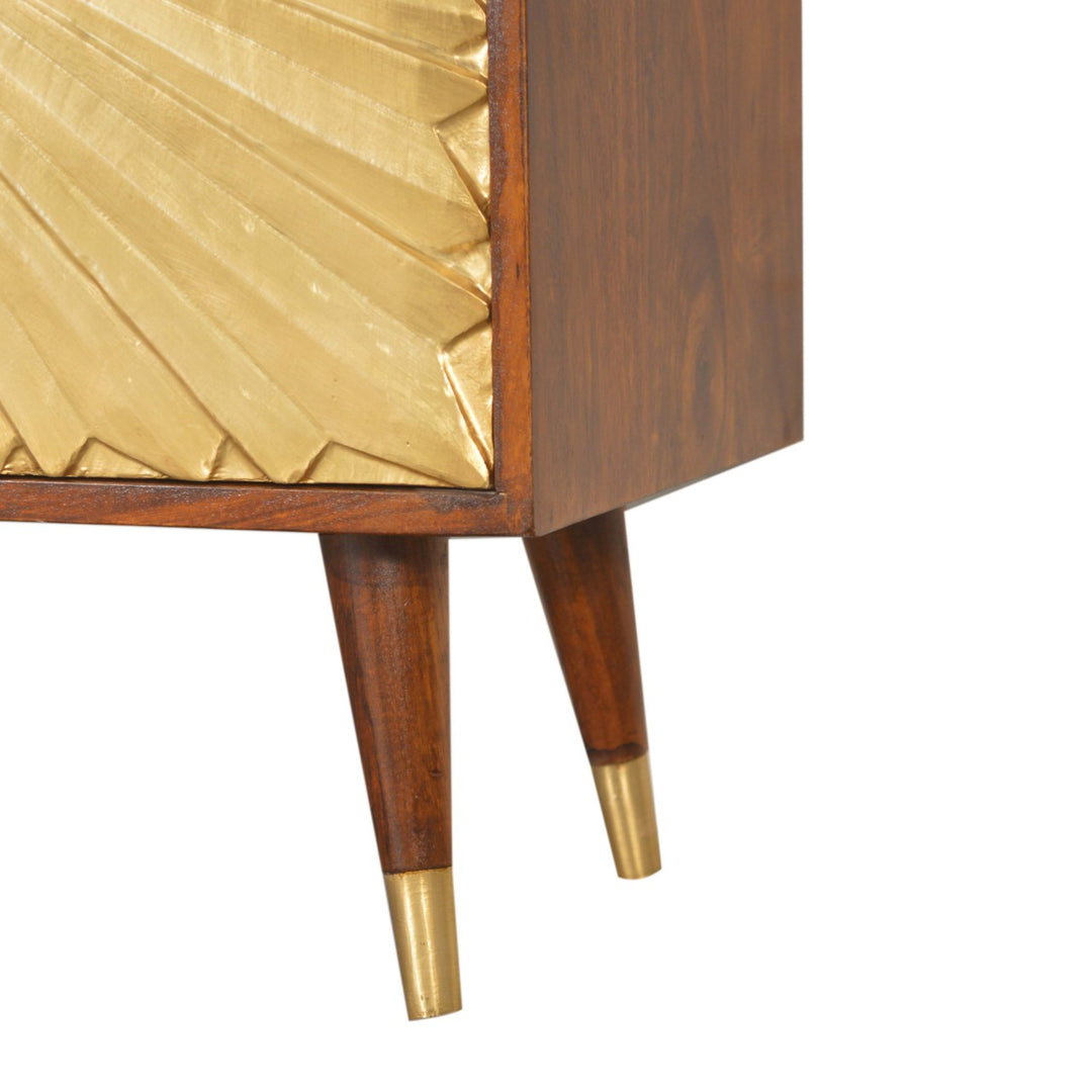 Solid Wood Manila Gold Cabinet, 2-Shelves, Brown