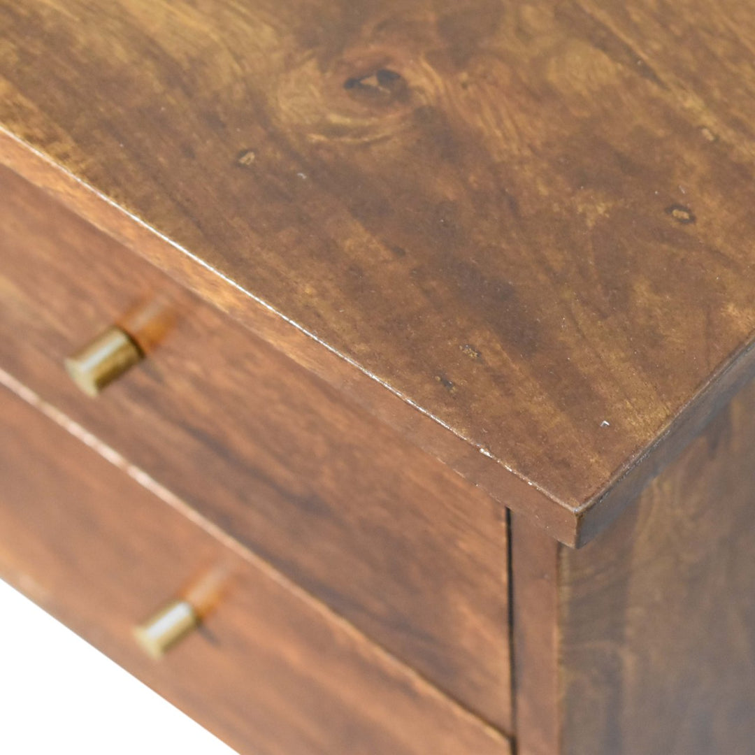 Solid Wood Bedside, 2-Drawers, Chestnut, Dark Brown