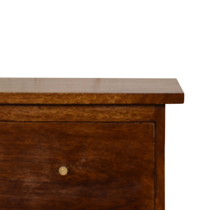 Solid Wood Bedside, 2-Drawers, Chestnut, Dark Brown