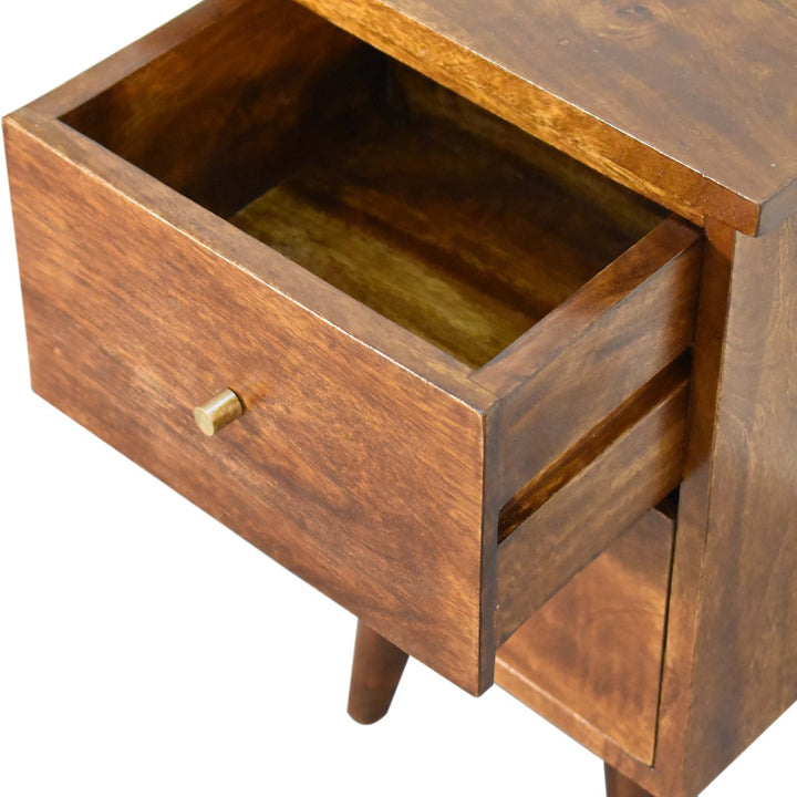 Solid Wood Bedside, 2-Drawers, Chestnut, Dark Brown