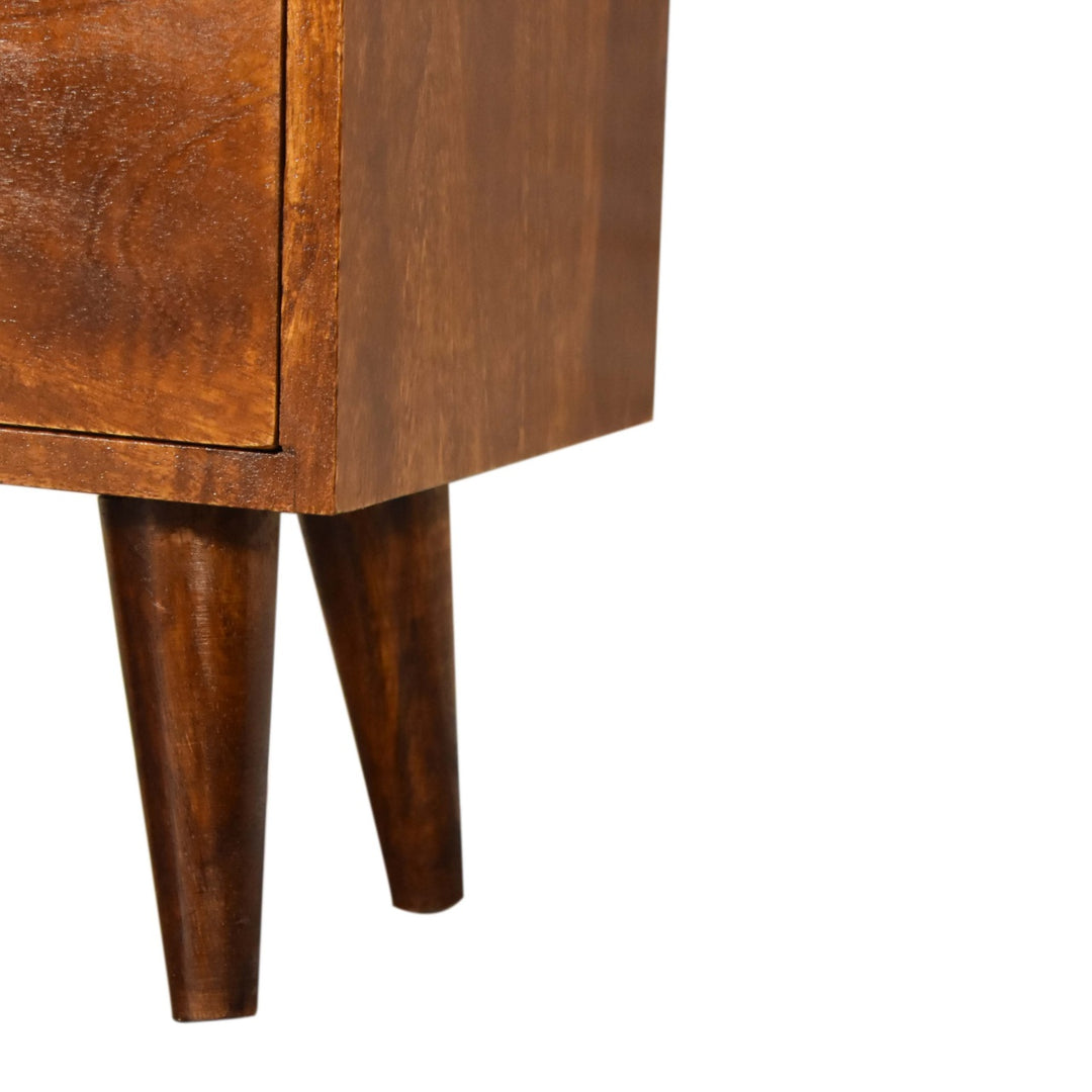 Solid Wood Bedside, 2-Drawers, Chestnut, Dark Brown
