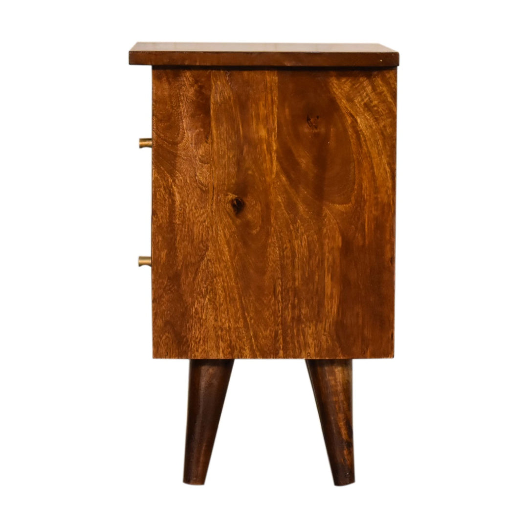 Solid Wood Bedside, 2-Drawers, Chestnut, Dark Brown