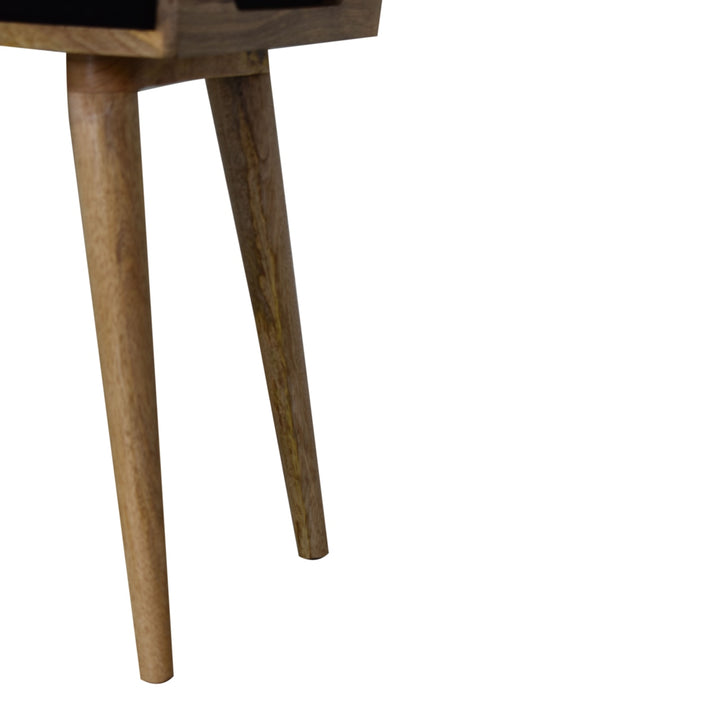 Black Upholstered Velvet Tray Style Footstool, Light Brown