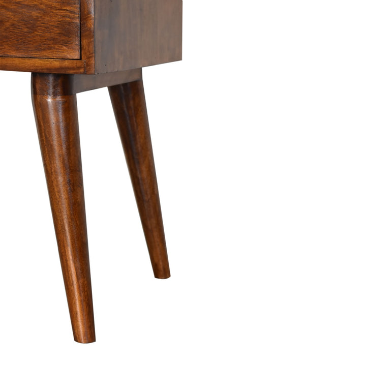Modern Chestnut Solid Wood Bedside, 1-Drawer, 1 Open Slot, Nordic Legs