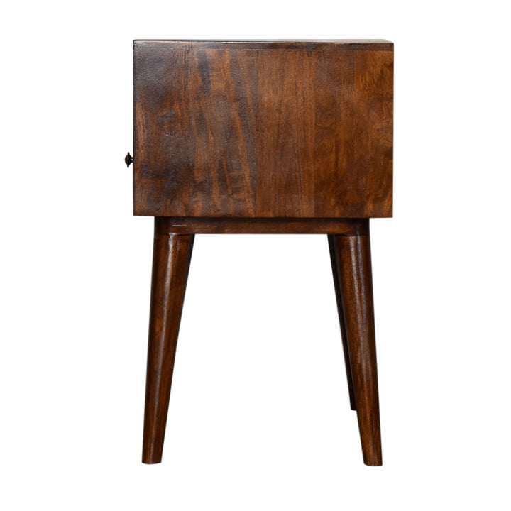 Modern Chestnut Solid Wood Bedside, 1-Drawer, 1 Open Slot, Nordic Legs