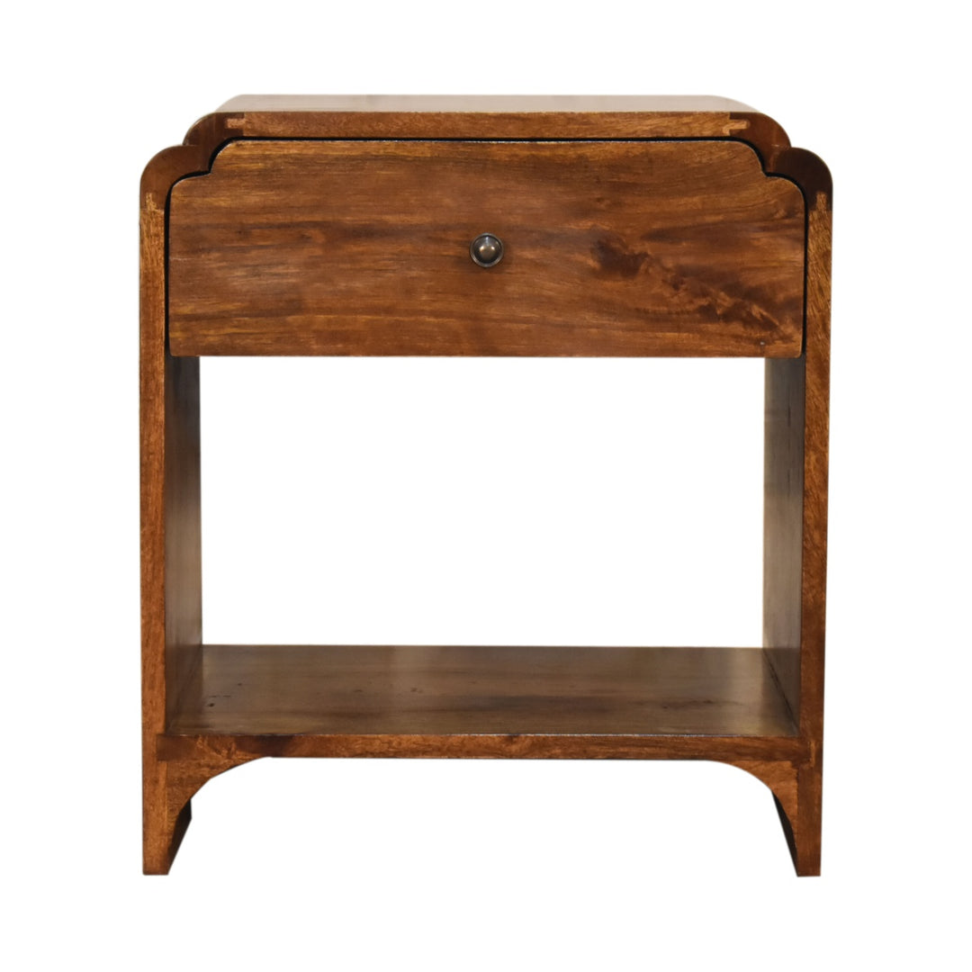 Solid Wood Newton Nightstand with a Drawer and Open Slot, Chestnut, Brown